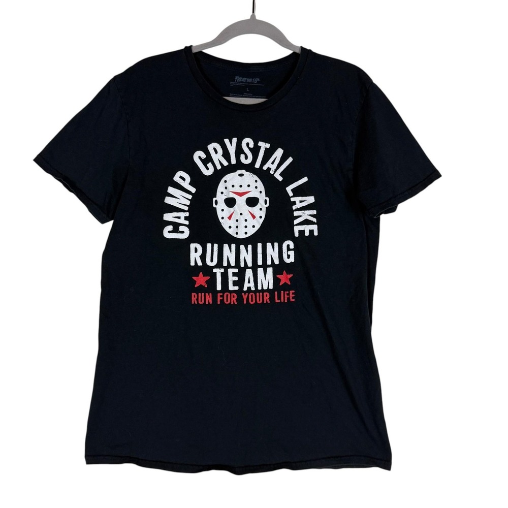 Friday The 13th Shirt Mens Large Black Camp Crystal Lake Running Graphic Tee